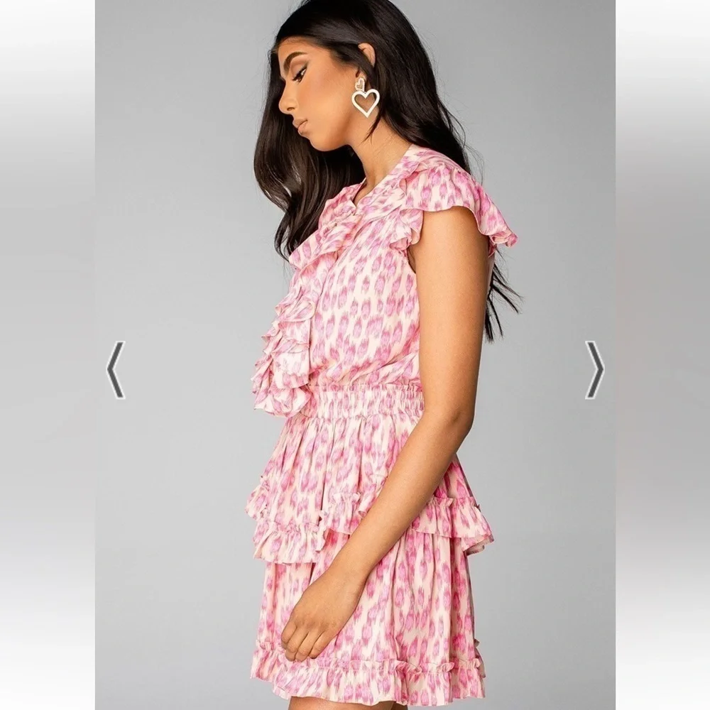 BUDDY LOVE Astrid Ruffle Front Mini Dress - Pink Lady Pink Girly - Picture 5 of 13
